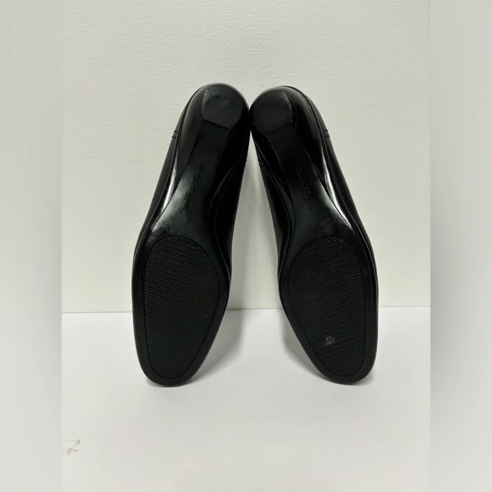 SALVATORE FERRAGAMO Vintage Black Leather Wedges Women’s Size 8